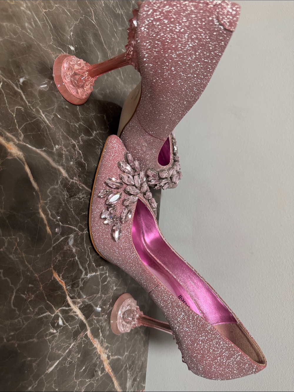 Jeffrey Campbell Pink Glitter Pointed Toe Crystal Pumps